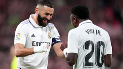 Foto: Juan Manuel Serrano Arce/Getty Images - Benzema e Vini Jr são craques do Real Madrid