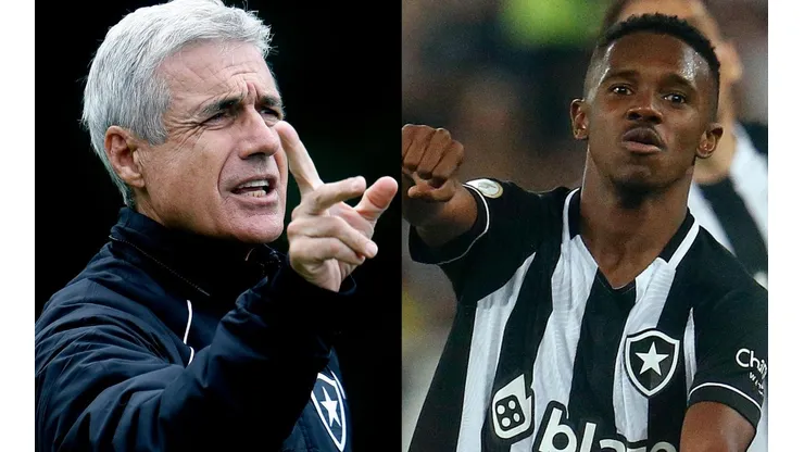 Fotos: Vitor Silva/Botafogo/Divulgação - Luís Castro e Jeffinho: técnico se manifestou sobre saída do jovem do Botafogo