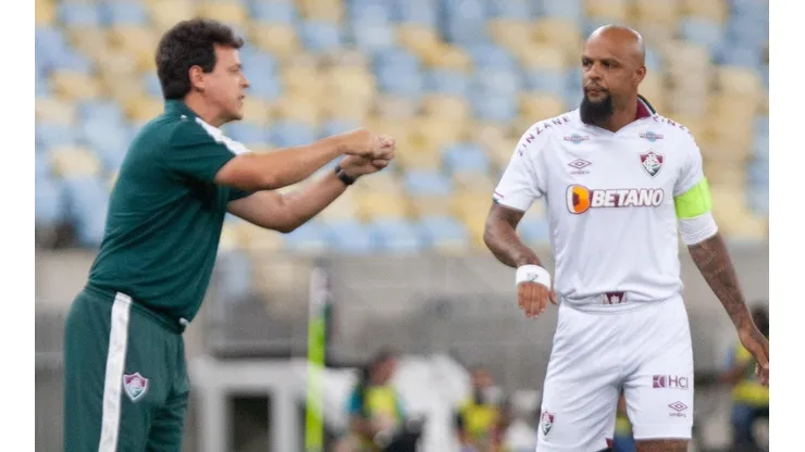 Foto: Marcelo Gonçalves/Fluminense FC/Divulgação - Diniz e Felipe Melo: dupla justificou tropeço do Flu