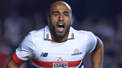 SP - SAO PAULO - 24/07/2024 - BRASILEIRO A 2024, SAO PAULO X BOTAFOGO - Lucas Moura jogador do Sao Paulo comemora seu gol durante partida contra o Botafogo no estadio Morumbi pelo campeonato Brasileiro A 2024. Foto: Marcello Zambrana/AGIF