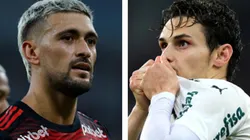 Foto Arrascaeta: Wagner Meier/Getty Images - Foto Veiga: Heuler Andrey/Getty Images - Arrascaeta e Raphael Veiga são destaques de seus times