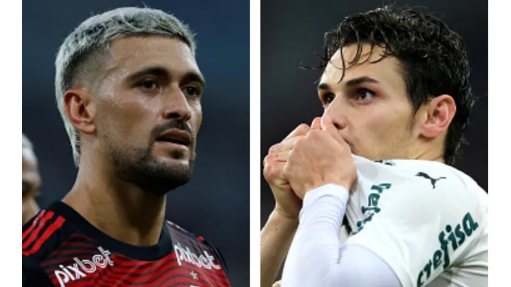 Foto Arrascaeta: Wagner Meier/Getty Images - Foto Veiga: Heuler Andrey/Getty Images - Arrascaeta e Raphael Veiga são destaques de seus times