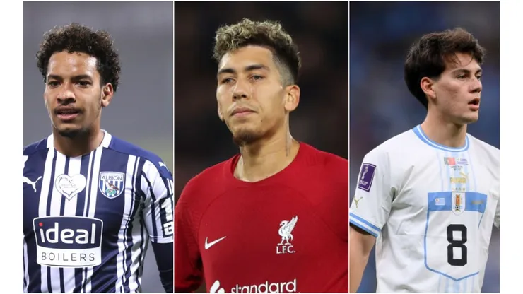 Fotos: Nathan Stirk/Alex Pantling/Laurence Griffiths/Getty Images - Matheus Pereira, Firmino e Facundo Pellistri