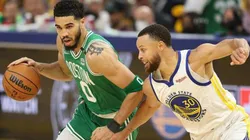 Tatum contra Curry durante as finais de 2022 na NBA