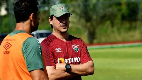 Foto: Mailson Santana/Fluminense/Divulgação - Fred e Diniz: dupla não convenceu atacante a jogar no Flu em 2023