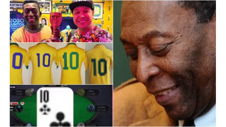 Os jogadores de poker homenagearam o maior "camisa dez" de todos os tempos (Foto Pelé: Maddie Meyer/Getty Images; outras fotos: Reprodução instagram)