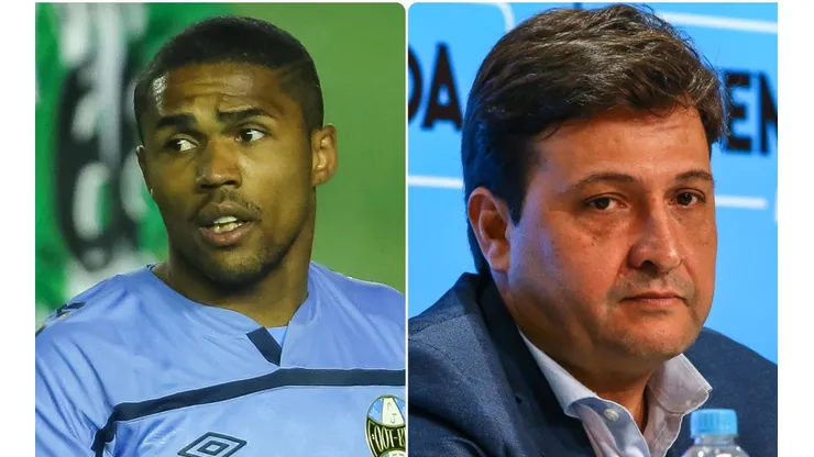 Fotos: Pedro H. Tesch/AGIF e Lucas Uebel/Grêmio/Divulgação - Douglas Costa e Alberto Guerra: dupla conversou no meio da semana