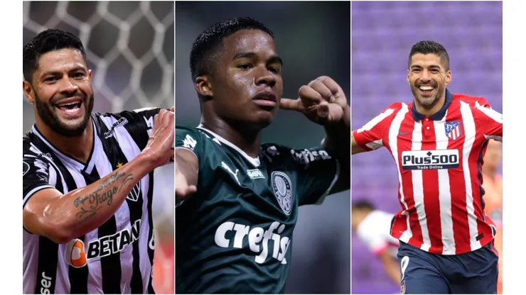 Alexandre Schneider; Angel Martinez; Yuri Edmundo-Pool/Getty Images - Hulk, Endrick e Suarez