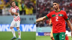 Foto: Laurence Griffiths/Getty Images e Julian Finney/Getty Images - Modric e Hakimi são destaques nas seleções de Croácia e Marrocos