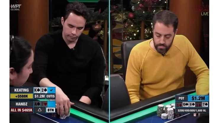 Alex Keating e Handz disputaram pote de US$ 1,2 milhão (Foto: Reprodução youtube Live Hustler Casino)