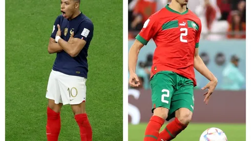 Foto Mbappe: Photo by Julian Finney/Getty Images / Foto Hakimi: Photo by Catherine Ivill/Getty Images - Mbappe e Hakimi tentam levar suas equipes para a decisão da Copa do Mundo do Qatar