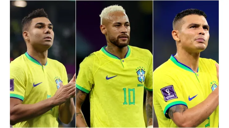 Buda Mendes, Michael Steele, Lars Baron/Getty Images - Casemiro, Neymar e Thiago Silva