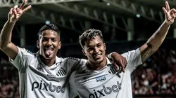Marcos Leonardo e Ângelo nos tempos de Peixão. Foto: Ivan Storti/Santos FC