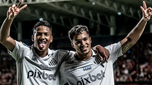 Marcos Leonardo e Ângelo nos tempos de Peixão. Foto: Ivan Storti/Santos FC