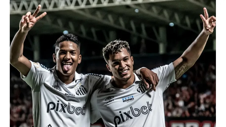 Marcos Leonardo e Ângelo nos tempos de Peixão. Foto: Ivan Storti/Santos FC