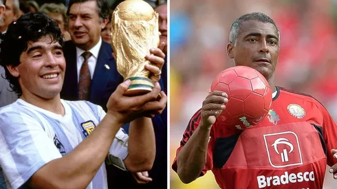 Getty Images/Hulton Archive e Agif/Pedro Martins - Maradona e Romário foram campeões do Mundial