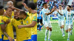 Pedro Vilela/Getty Image; Juan Manuel Serrano Arce/Getty Images - Seleção Brasileira e Seleção Argentina