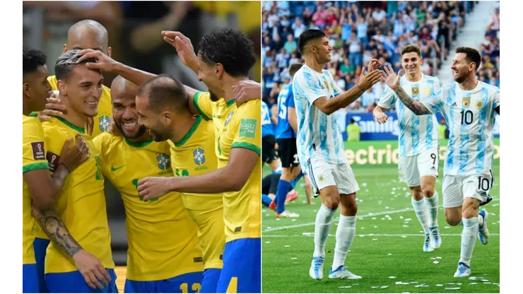 Pedro Vilela/Getty Image; Juan Manuel Serrano Arce/Getty Images - Seleção Brasileira e Seleção Argentina