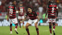 Pedro of Flamengo celebrates after scoring the first goal of his team during the match between Flamengo and Cuiaba