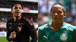 Marcelo Endelli/Getty Images; Foto: Marcello Zambrana/AGIF - Vitor Roque do Athletico e Endrick do Palmeiras