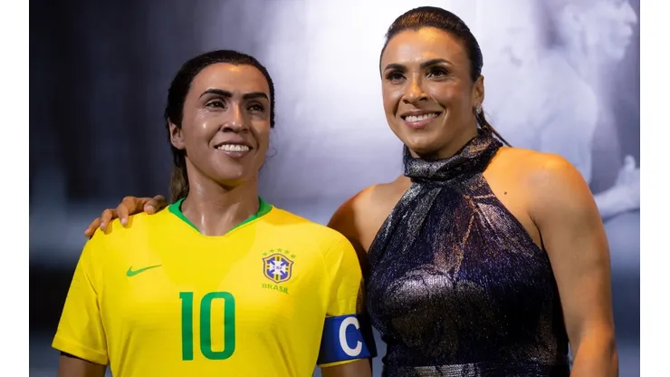 Foto: Lucas Figueiredo/CBF | Marta foi homenageada com uma estátua de cera no Museu do Futebol, na sede da CBF