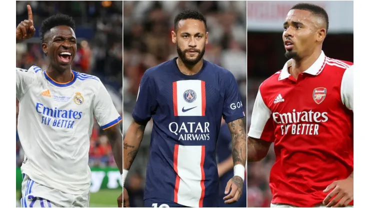 Shaun Botterill/Getty Images; Koji Watanabe/Getty Images; Catherine Ivill/Getty Images; Vinicius Junior, Neymar e Gabriel Jesus