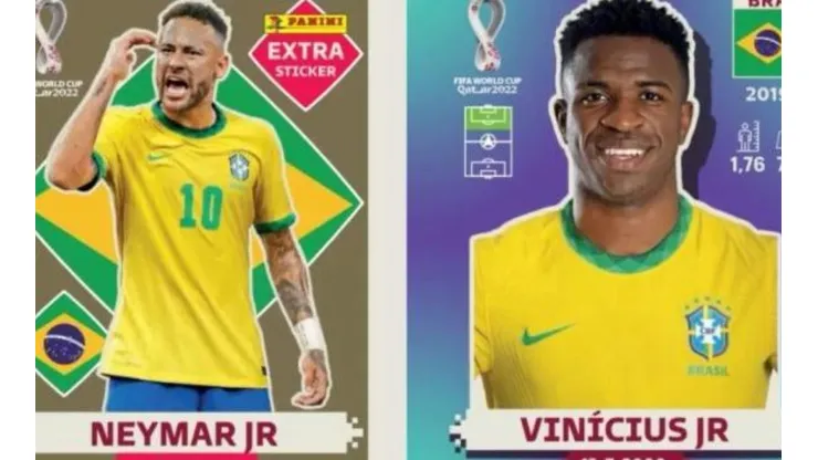 Imagem: Divulgação - Neymar e Vini Jr como figurinhas da Seleção.