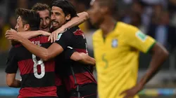 ATENCAO EDITORES! FOTOS EMBARGADAS PARA VEeCULOS DE FORA DO BRASIL - Sami Khedira da Alemanha comeora com seus companheiros mais um gol de equipe durante partida contra o Brasil no estadio Mineirao pelas semi-finais da Copa do Mundo 2014