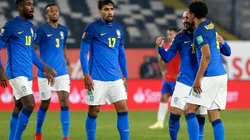 Jogadores da seleção brasileira comemoram o gol de Everton Ribeiro (Foto: Getty Images)