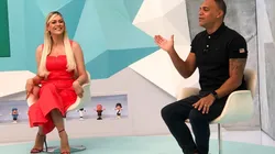 Renata Fan e Denilson durante o Jogo Aberto. (Foto: Reprodução Twitter Jogo Aberto)