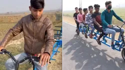 Indiano criou uma bicicleta super econômica e que leva 6 pessoas com conforto