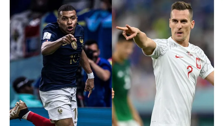 Foto Mbappé: Pedro Martins/AGIF e Foto Milik: Dan Mullan/Getty Images - França x Polônia neste domingo (4)