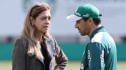 Foto: Cesar Greco - Leila Pereira conversa com Abel durante treino no Palmeiras