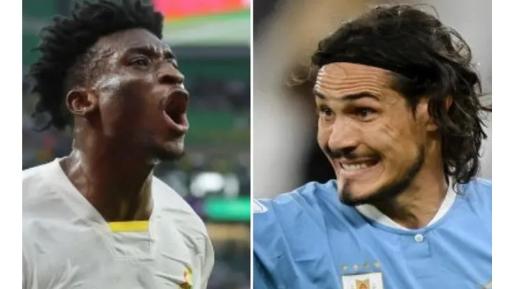 Foto Mohammed Kudus, Gana: (Photo by Alex Grimm/Getty Images) - Foto Edinson Cavani, Uruguai: (Photo by Clive Mason/Getty Images)