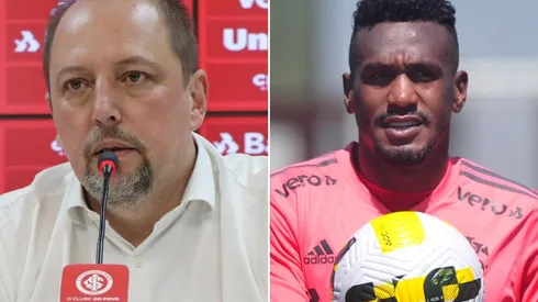 Foto: Ricardo Duarte/Internacional/Divulgação - Barcellos e Edenilson: presidente saiu em defesa do meia do Inter