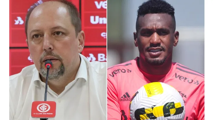 Foto: Ricardo Duarte/Internacional/Divulgação - Barcellos e Edenilson: presidente saiu em defesa do meia do Inter