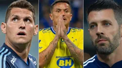 Foto: Fernando Moreno/AGIF; Foto: Fernando Moreno/AGIF; Foto: Jorge Rodrigues/AGIF - Rafael Cabral, Edu e Pezzolano do Cruzeiro