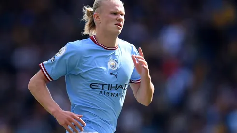 Getty Images/Laurence Griffiths - Haaland entra na brincadeira dos torcedores do Bahia