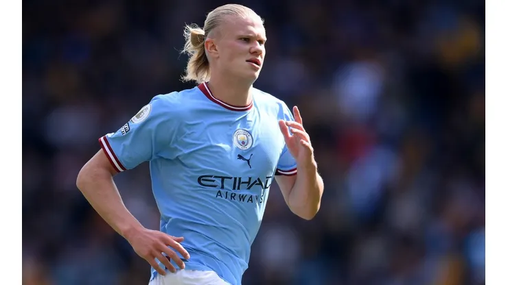 Getty Images/Laurence Griffiths - Haaland entra na brincadeira dos torcedores do Bahia