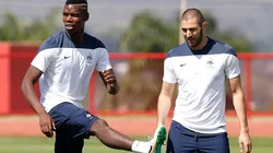 Wagner Meier/AGIF - Pogba e Benzema em treino da França.