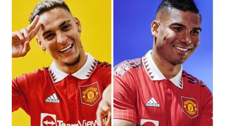 Divulgação/Manchester United. Antony e Casemiro, crias do São Paulo, chegaram aos Red Devils na mesma janela de transferência