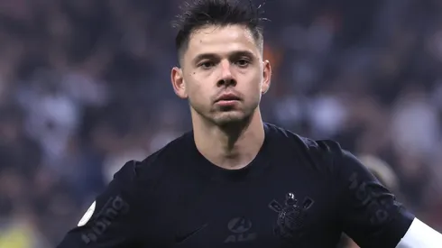 Romero comemorando gol em partida entre Corinthians e Criciúma na Neo Química Arena, pelo Campeonato Brasileiro, no dia 16/07/2024.