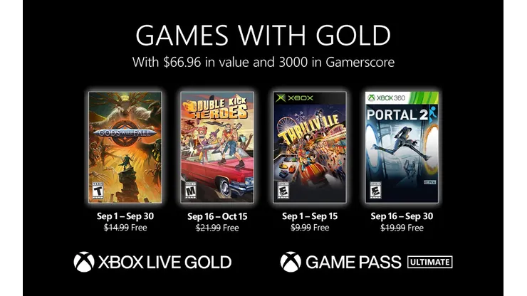Xbox Games with Gold de setembro terá Gods Will Fall e Portal 2