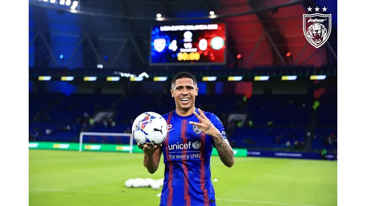 Foto: Divulgação/Johor FC - Ex-Fortaleza, Bergson é o artilheiro isolado do Johor FC na Liga Malásia