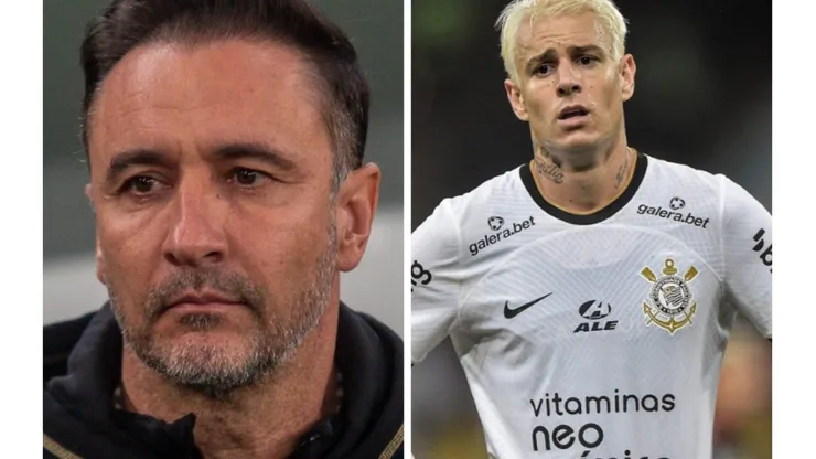 Gabriel Machado/AGIF. Thiago Ribeiro/AGIF. Vítor Pereira e Roger Guedes se desentenderam em fase decisiva do Corinthians na temporada