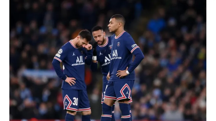 Foto: Laurence Griffiths/Getty Images | Neymar, Mbappé e Messi formam o ataque estrelado do PSG