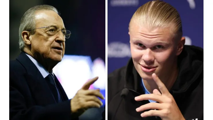 Foto Florentino Pérez: (Photo by Eric Alonso/Getty Images) - Foto Haaland: (Photo by George Wood/Getty Images)