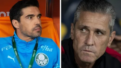 Montagem: fotos de Fernando Moreno e Jorge Rodrigues/AGIF - Abel e Jorginho trocaram farpas recentemente pelo Brasileirão