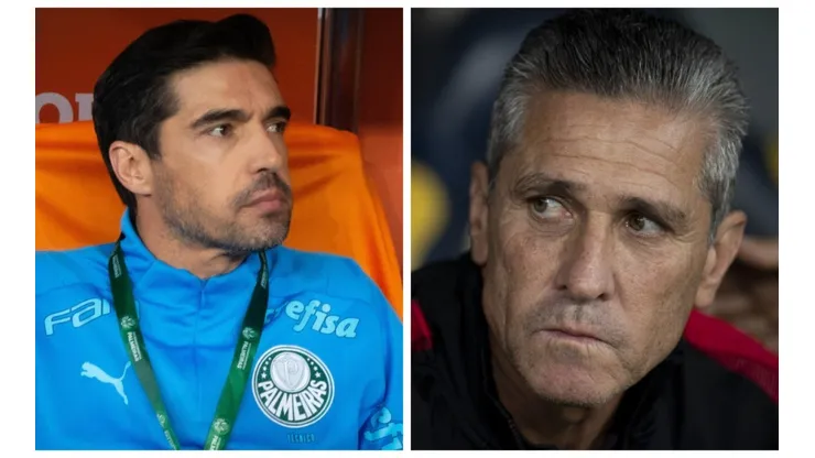 Montagem: fotos de Fernando Moreno e Jorge Rodrigues/AGIF - Abel e Jorginho trocaram farpas recentemente pelo Brasileirão
