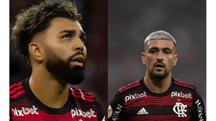 Gabigol e Arrascaeta foram julgados pelo STJD - Foto Gabigol: Foto: Fernando Moreno/AGIF/ Foto Arrascaeta: Foto: Thiago Ribeiro/AGIF - STJD se decide sobre caso Arrascaeta e Gabigol